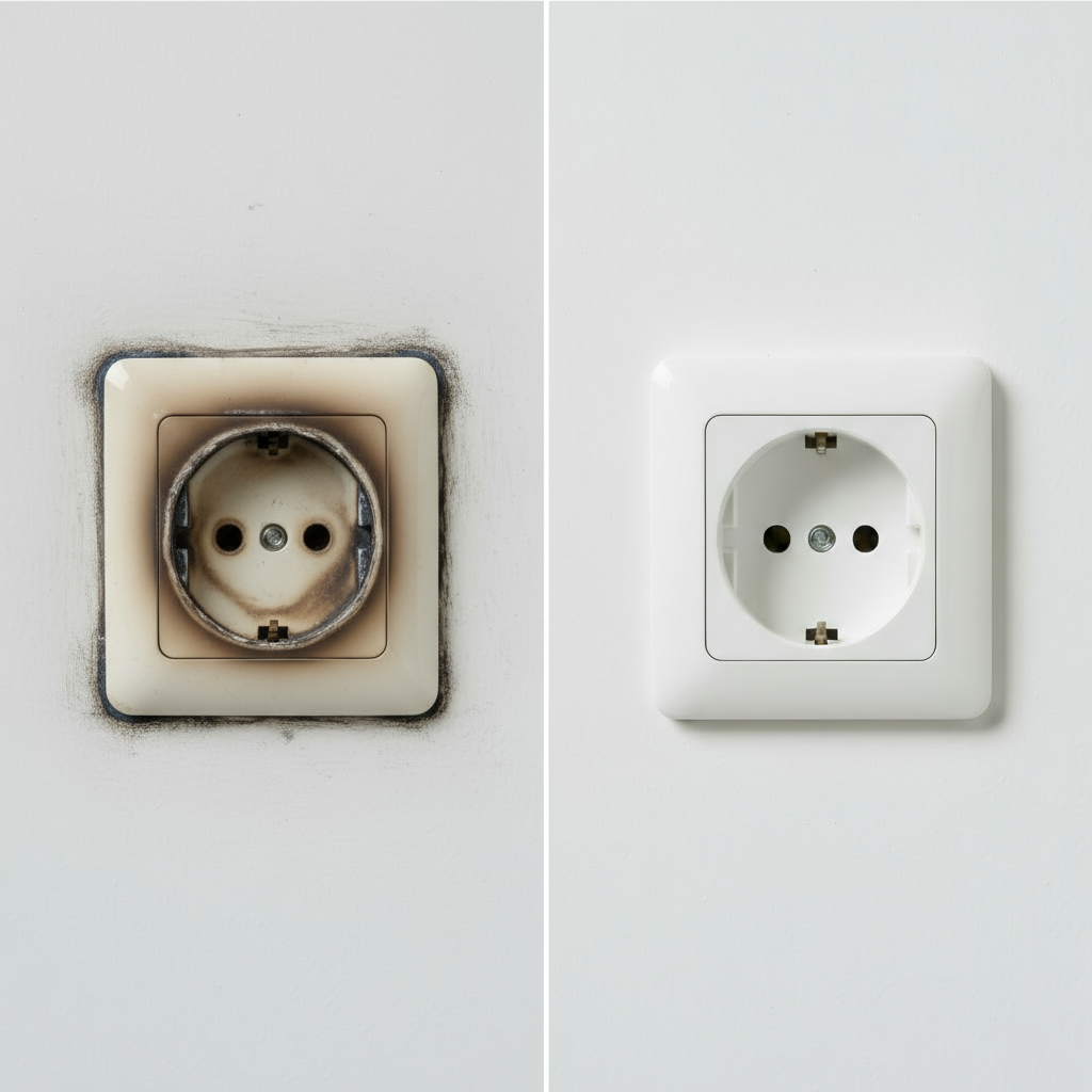 Pirms un pēc: kontaktligzda